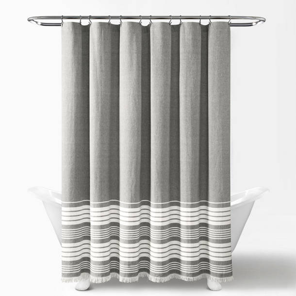 Wrought Studio Campanella 100% Cotton Striped Single Shower Curtain ...